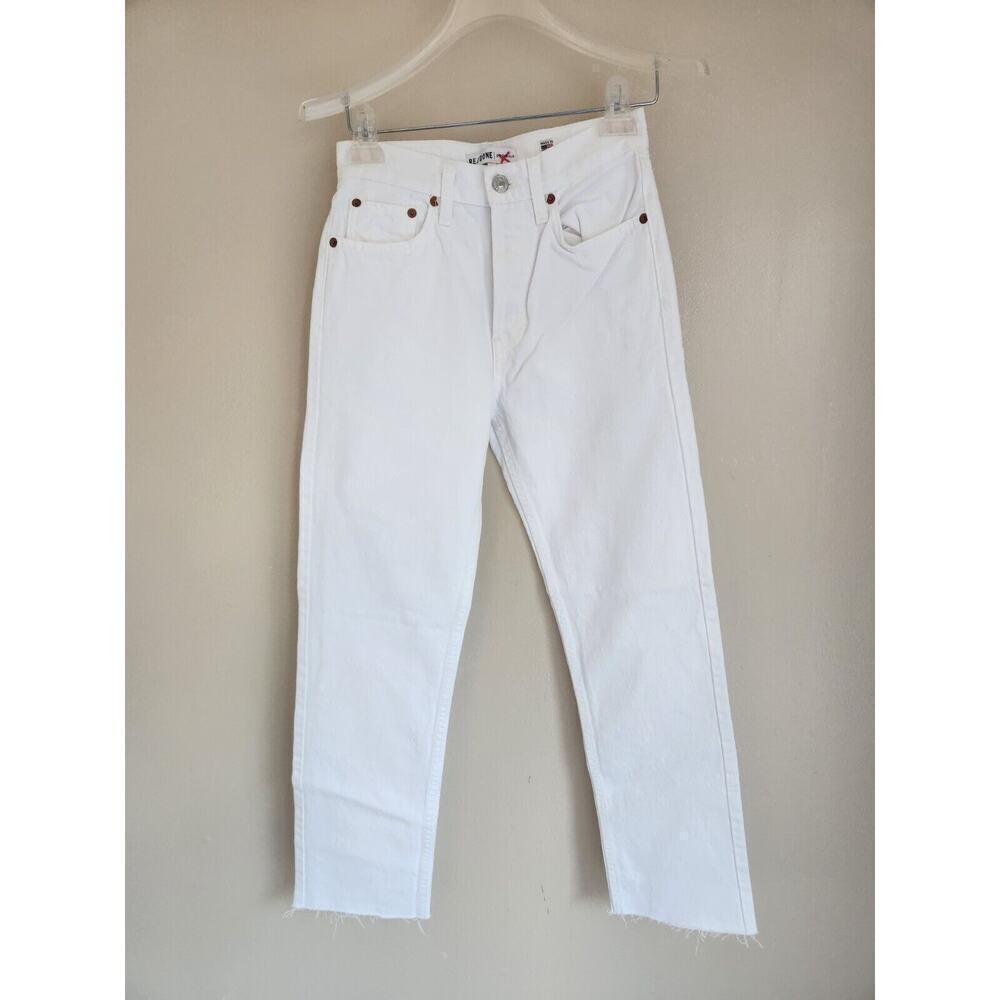 NWD RE/DONE Originals 70s Stove Pipe HR Straight Leg Jeans Size 24 White #BA405 - Picture 2 of 16
